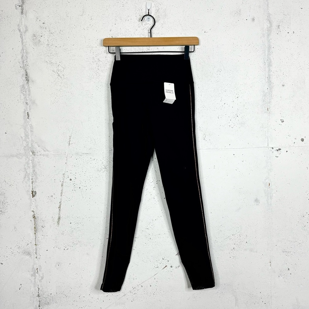 Simone perele harmony high waisted pocket Gold trim leggings size XS